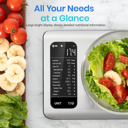 Etekcity Smart Food Kitchen Scale with Nutritional Calculator, Premium Stainless Steel, 11lb
