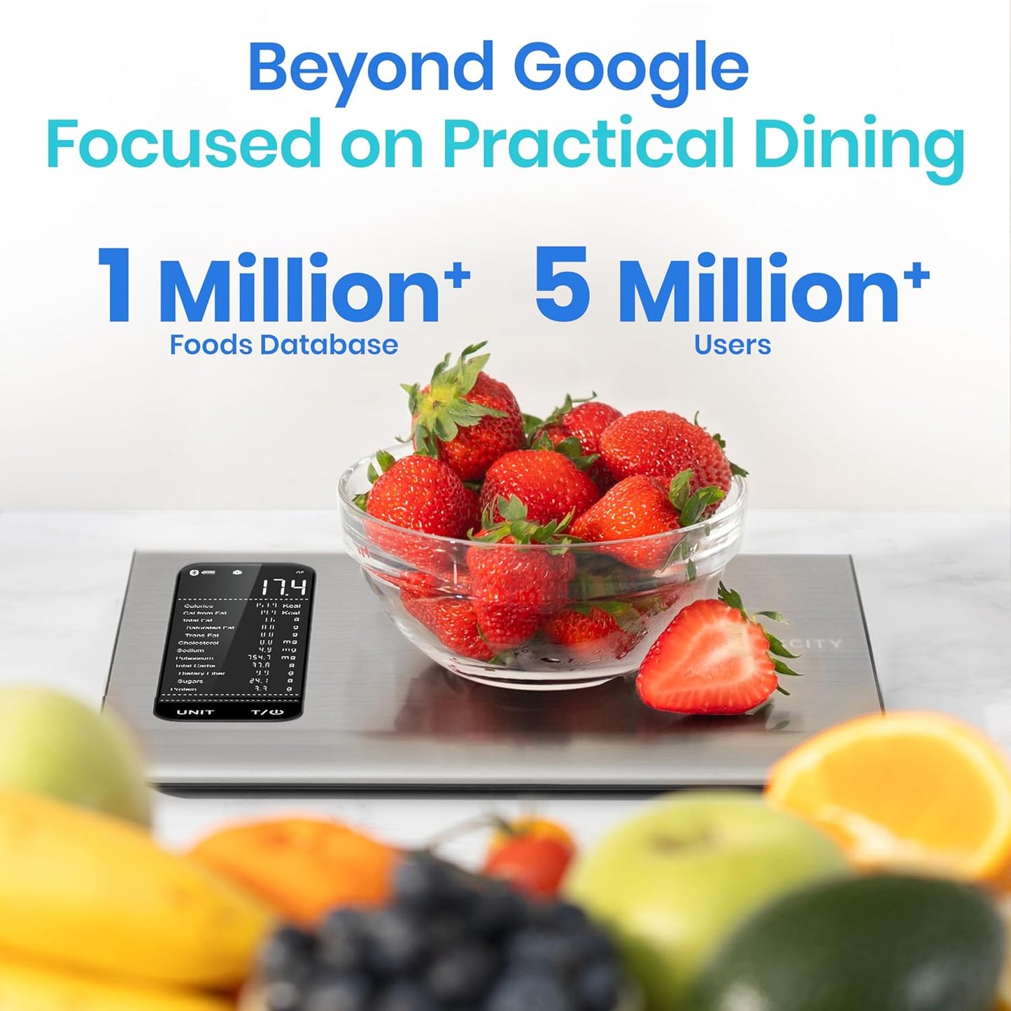 Etekcity Smart Food Kitchen Scale with Nutritional Calculator, Premium Stainless Steel, 11lb