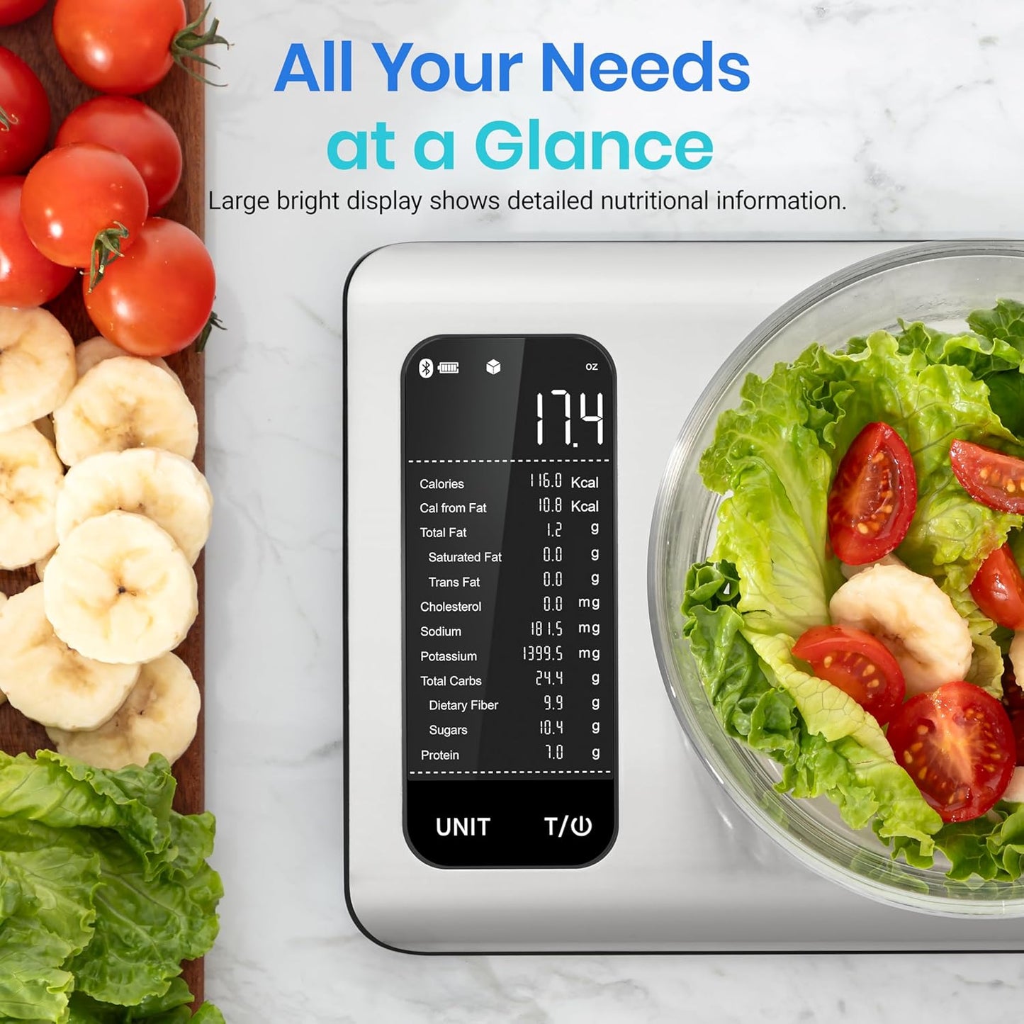 Etekcity Smart Food Kitchen Scale with Nutritional Calculator, Premium Stainless Steel, 11lb
